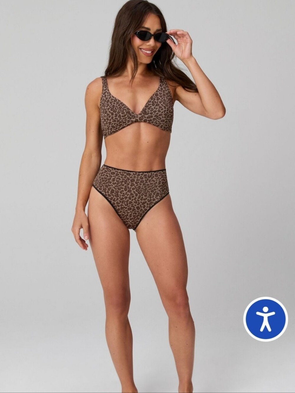 Fabletics FIRE! NWT! Yitty Swim Twist High Waist Bikini Set in Choco Leopard.